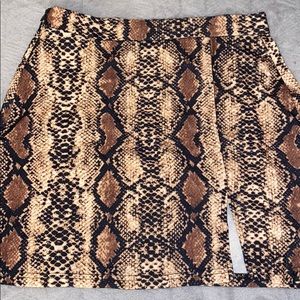 Brown snake skin mini skirt
